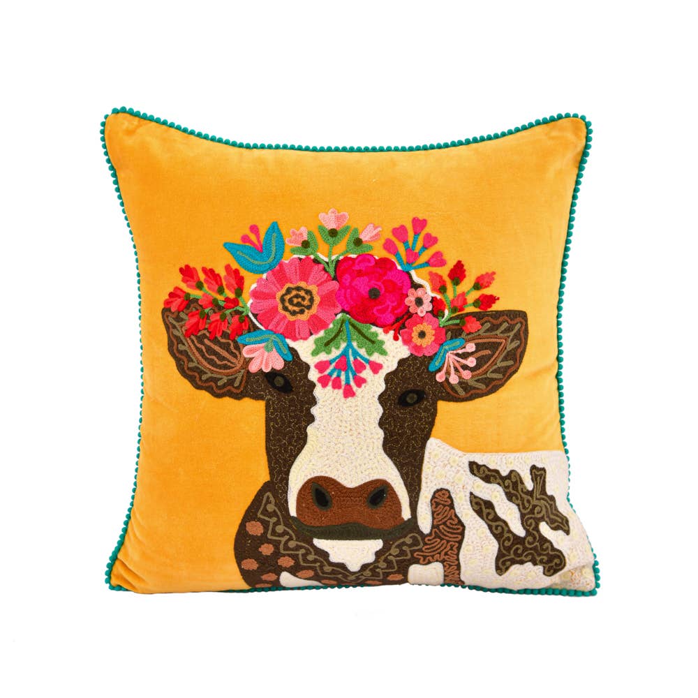 CLASSIC COW FLORAL CROWN 18X18"