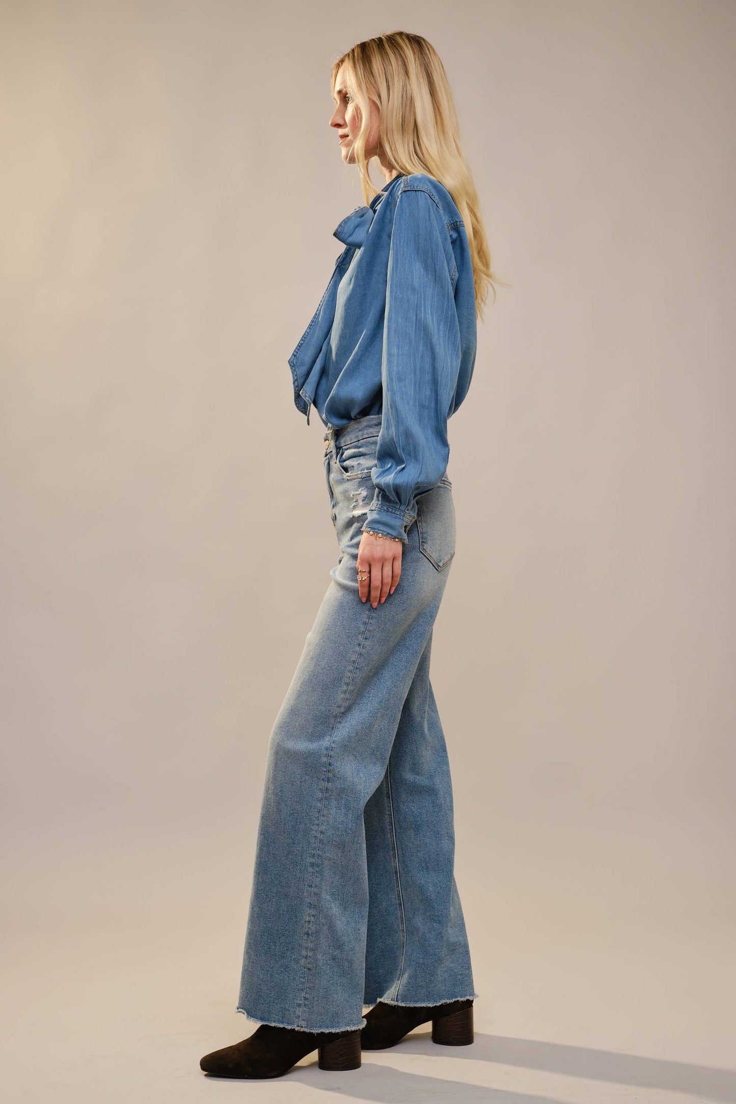 Chambray Bow Blouse