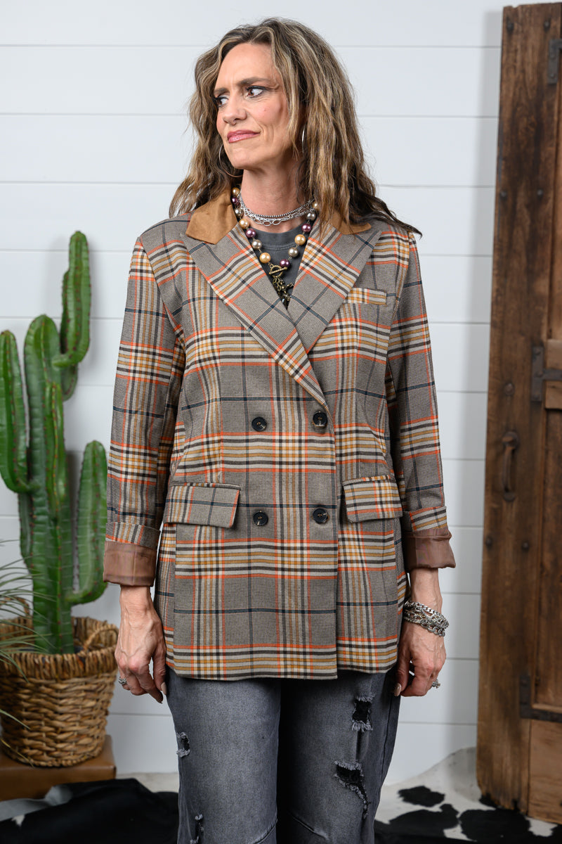 Camel Plaid Jacket