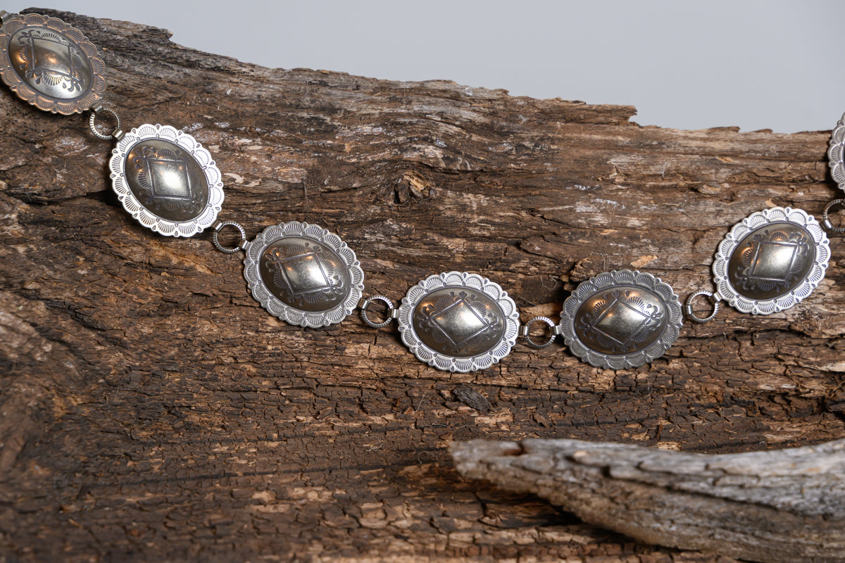 Silver Stamped Oval Concho Belt 2