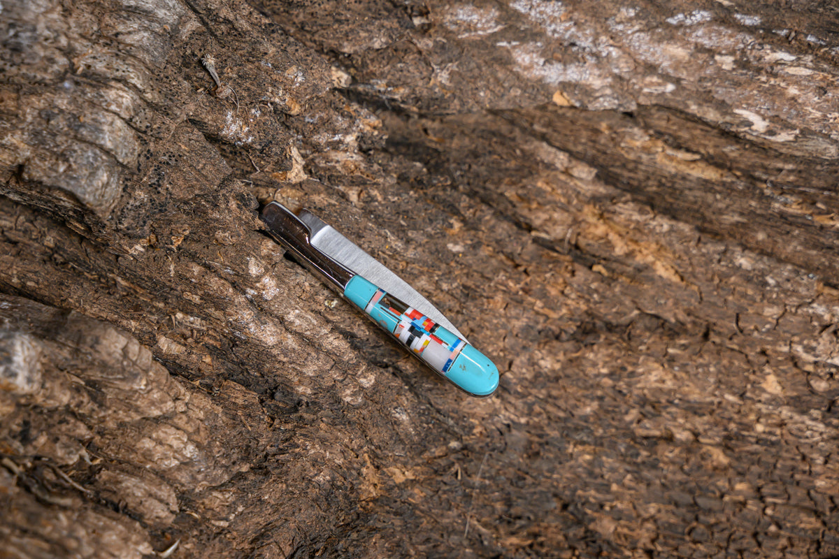 Small Pocket Knife Inlay Turquoise