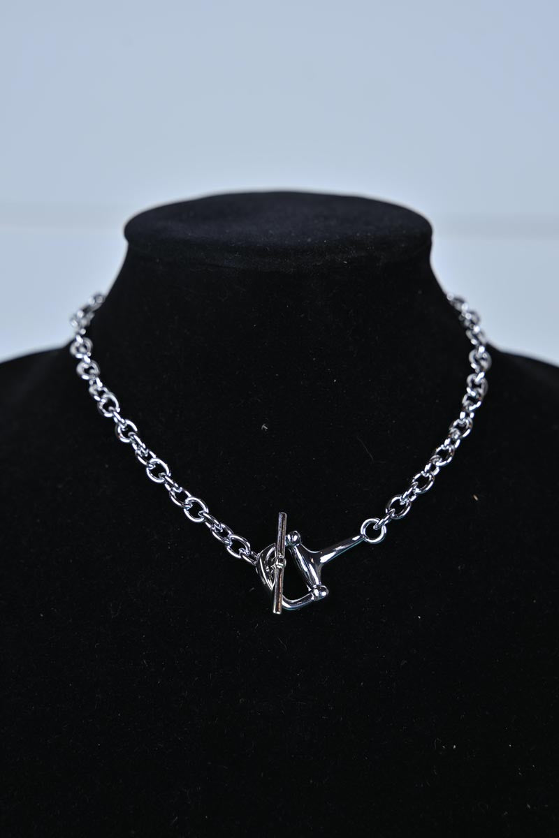 Silver Horse Bit Toggle Closure necklace