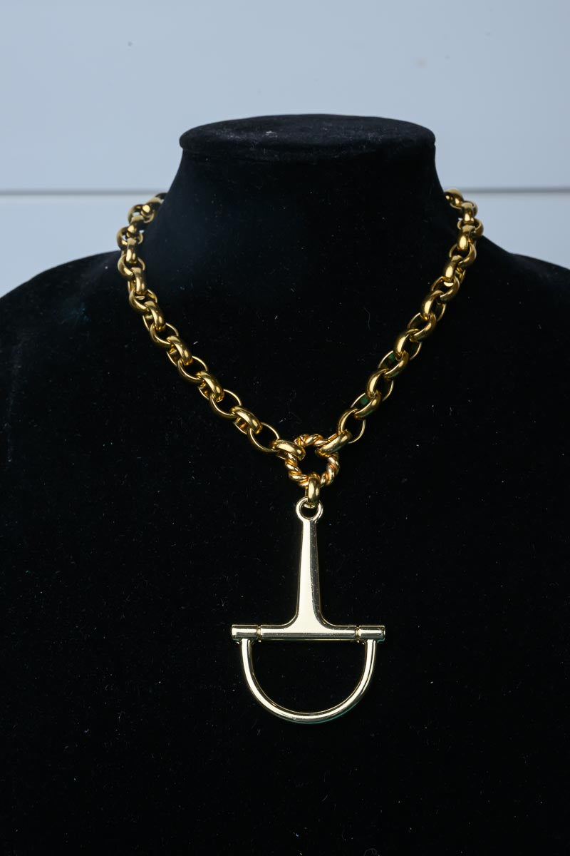 Gold Snaffle Bit Chain Necklace