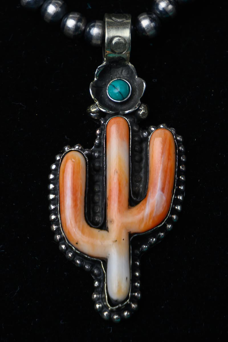 Coral Cactus Pendant