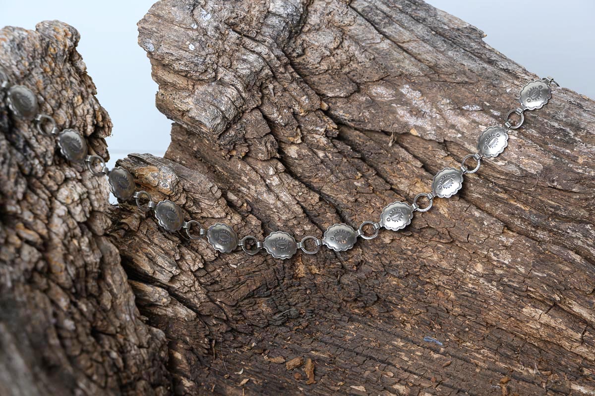 Silver Stamped Mini-Oval Concho Belt-9