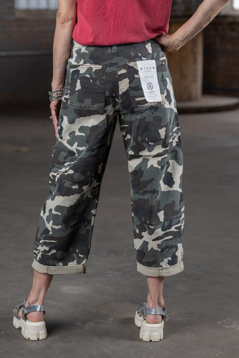 Risen Slouchy Barrel Camo Pants – Women’s Relaxed Boutique Camo Denim