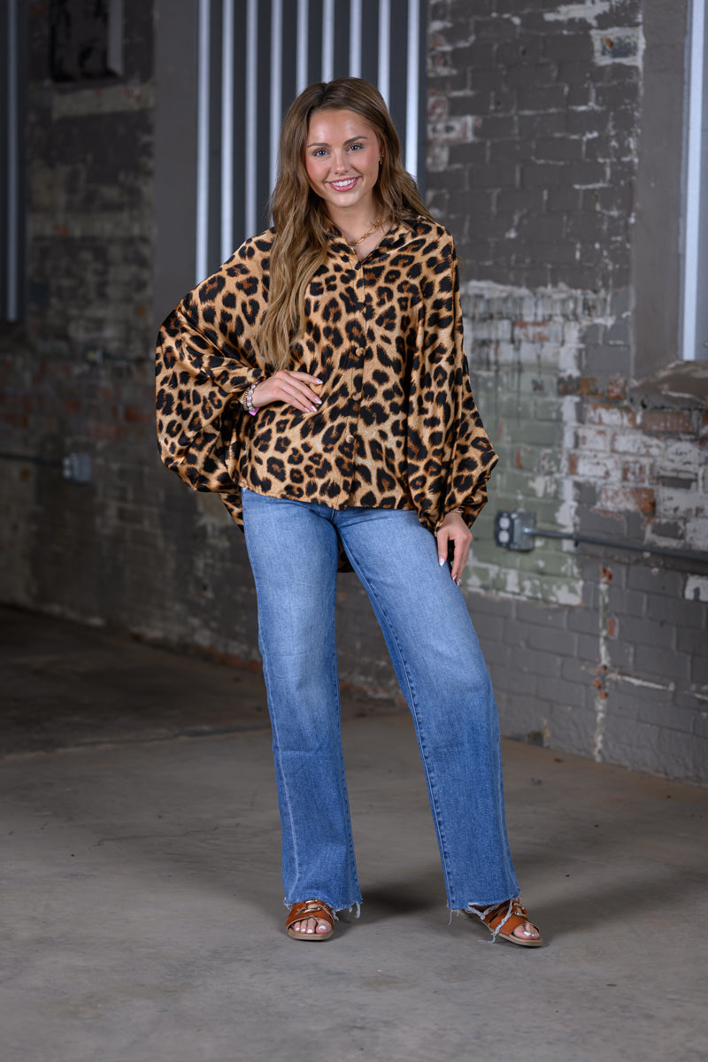 Beulah Style Coffee Cheetah Dolman Sleeve Blouse – Women's Boutique Animal Print Top