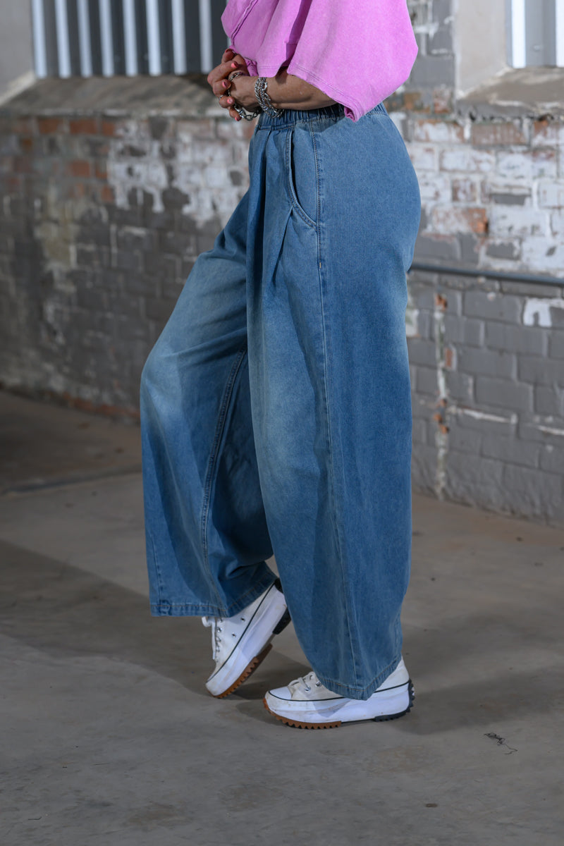 Easel Clothing Loose Fit Washed Denim Jeans – Women's Relaxed Fit Boutique Jeans