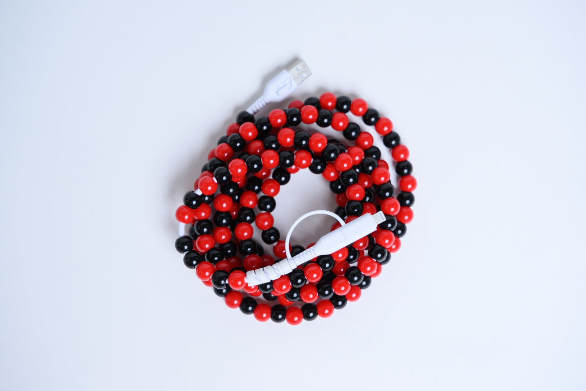 Erimish Beaded Phone Charger Red & Black
