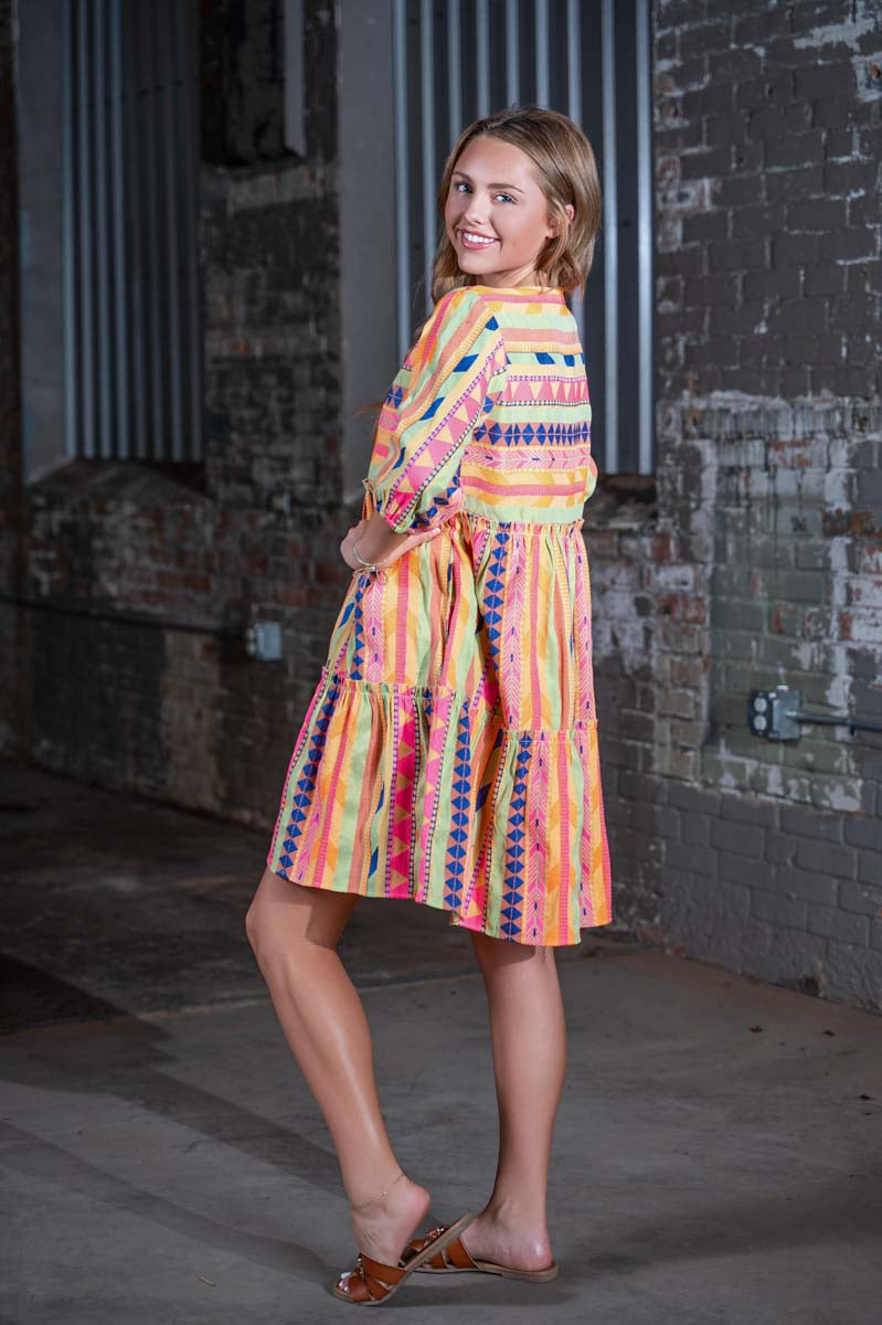 Ivy Jane Multi-Colored Zigs & Zags Dress – Women's Boutique Printed Dress