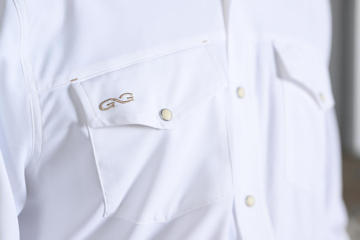GameGuard White Stock Yard Long Sleeve Shirt – Men's Performance Western Shirt