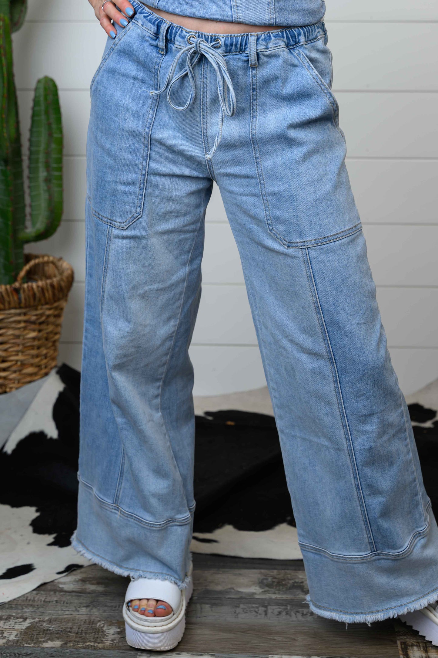 Drawstring Denim Pants