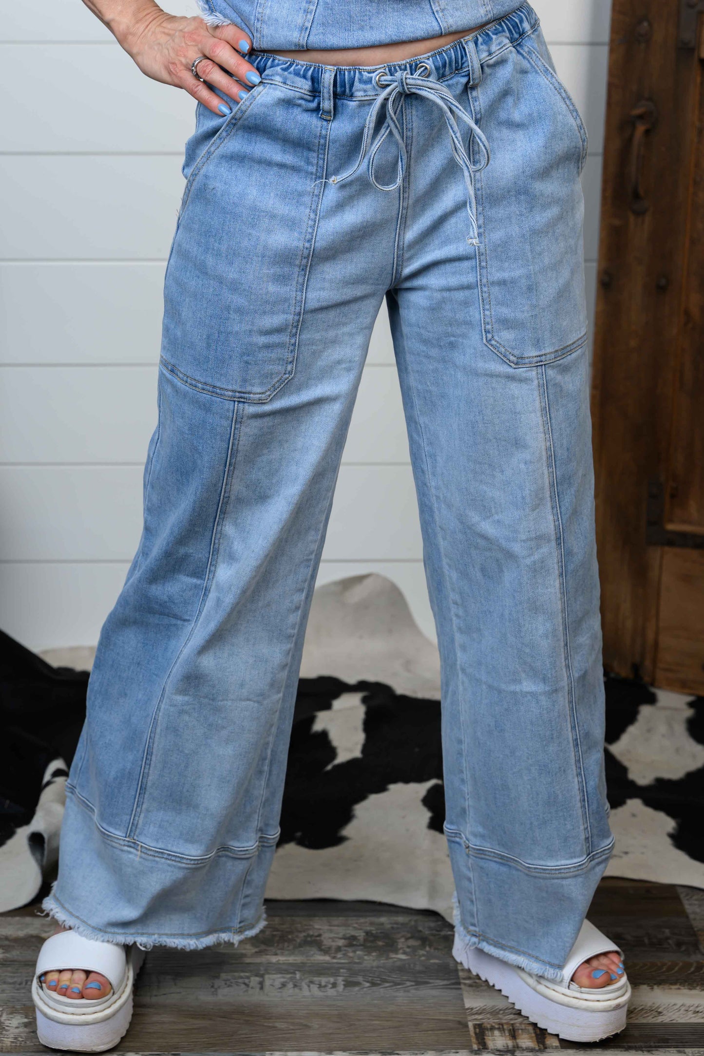 Drawstring Denim Pants