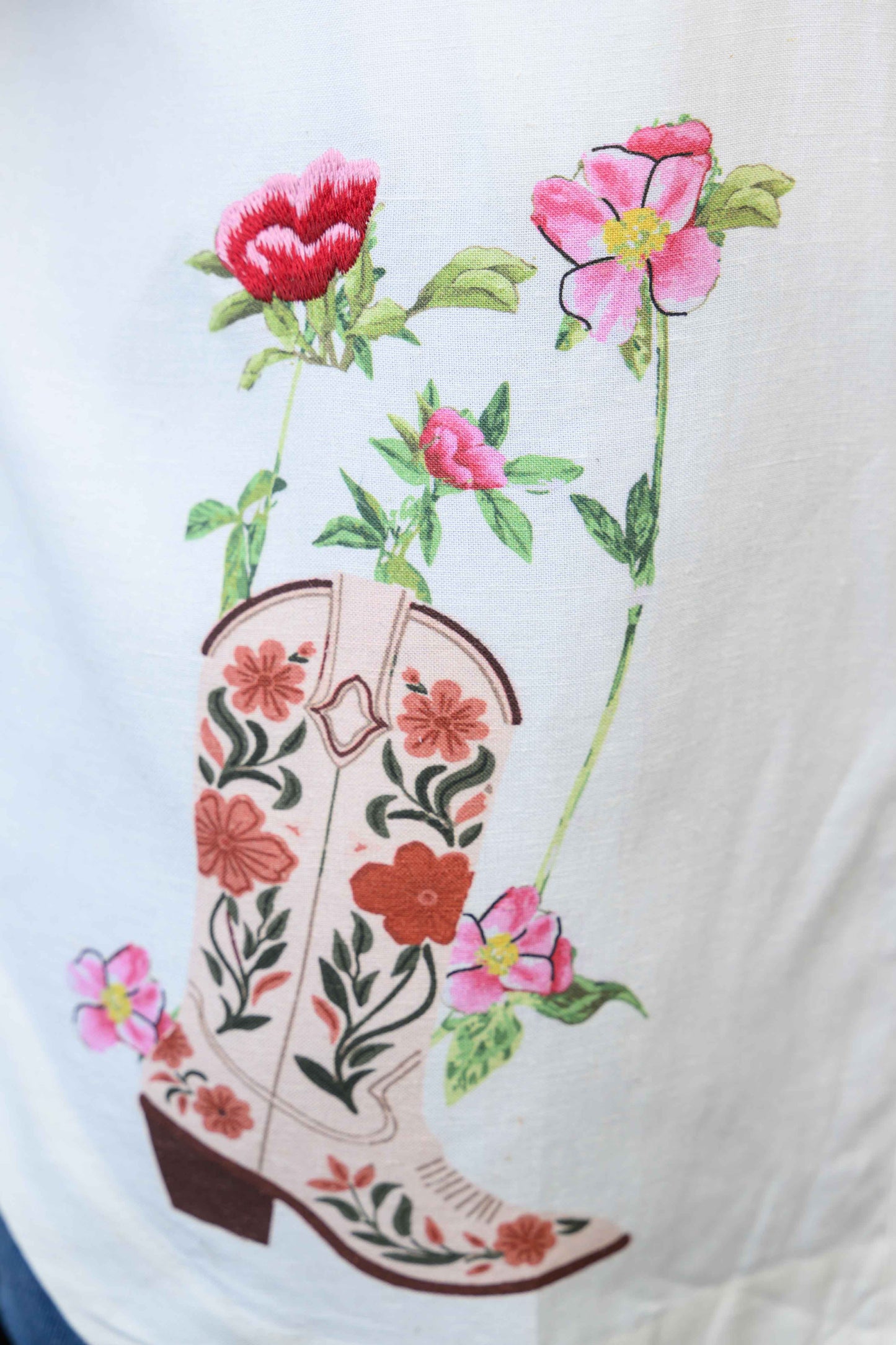Embroidered Sequin Floral Linen Blouse