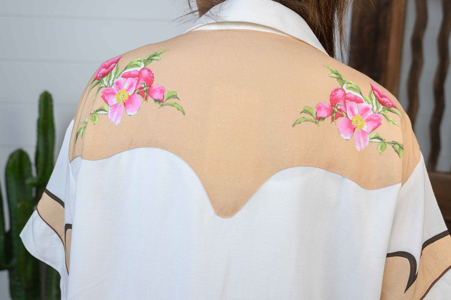 Embroidered Sequin Floral Linen Blouse