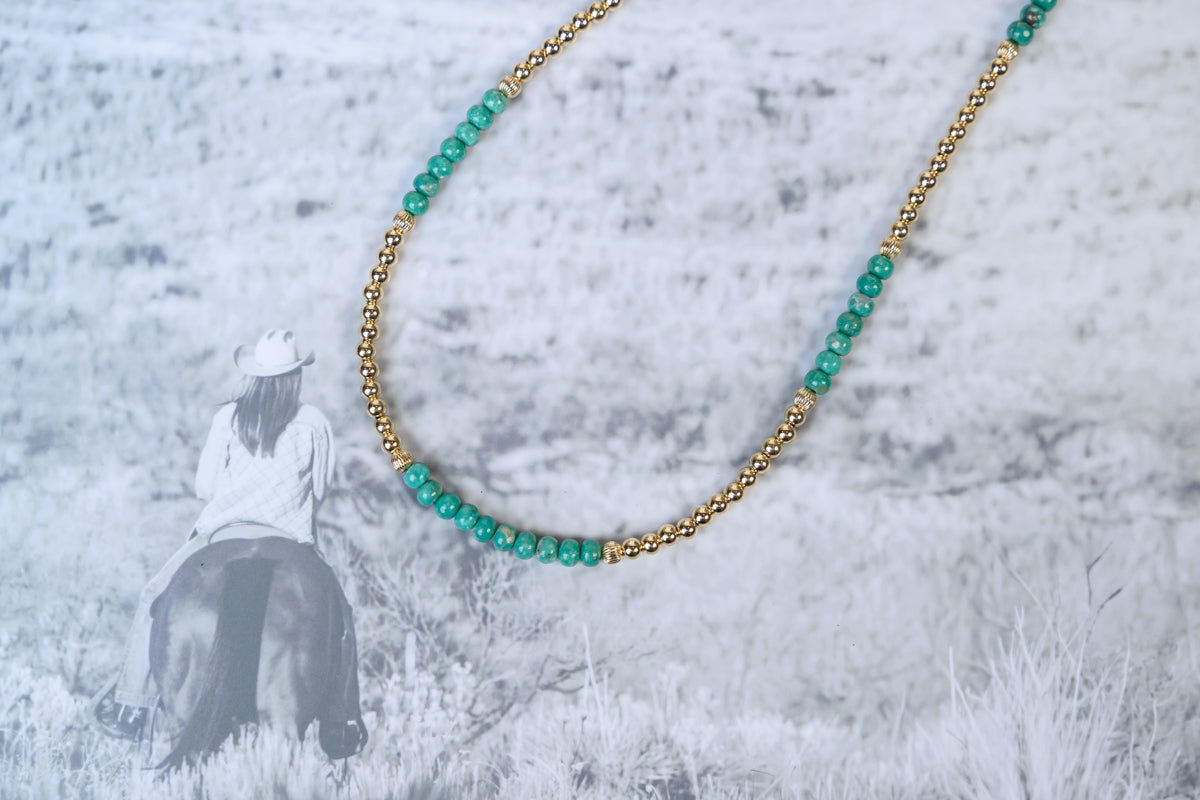 Turquoise & Gold Bead Necklace