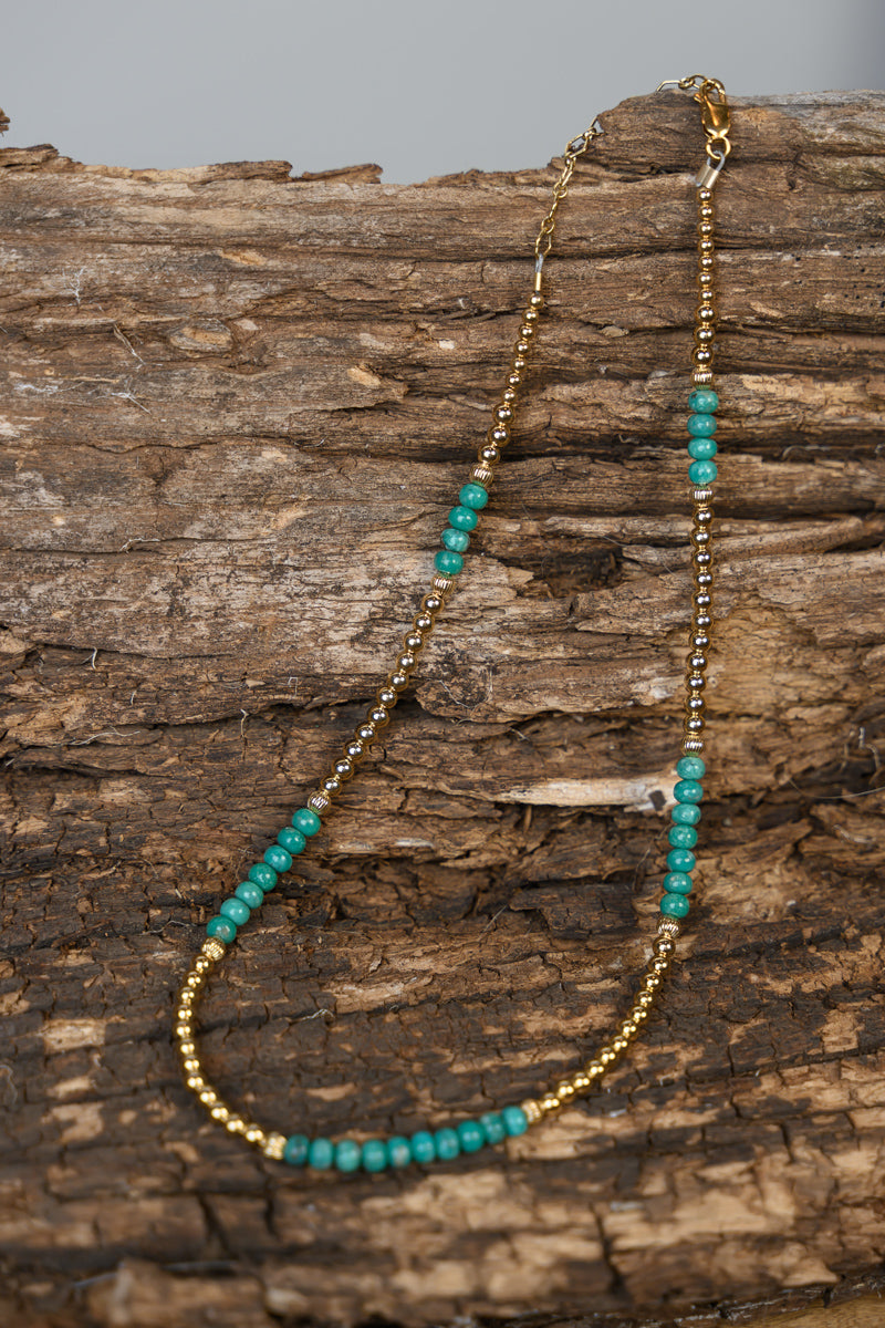 Turquoise & Gold Bead Necklace