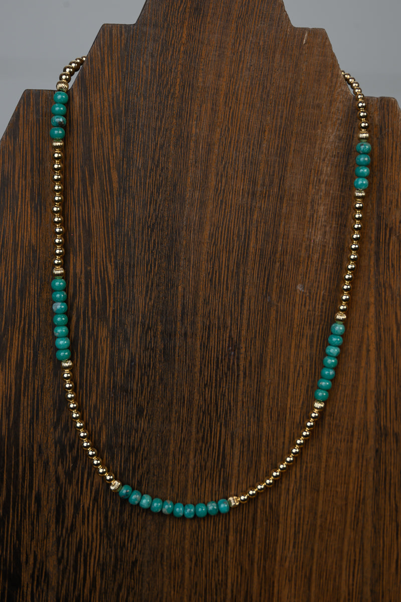 Turquoise & Gold Bead Necklace