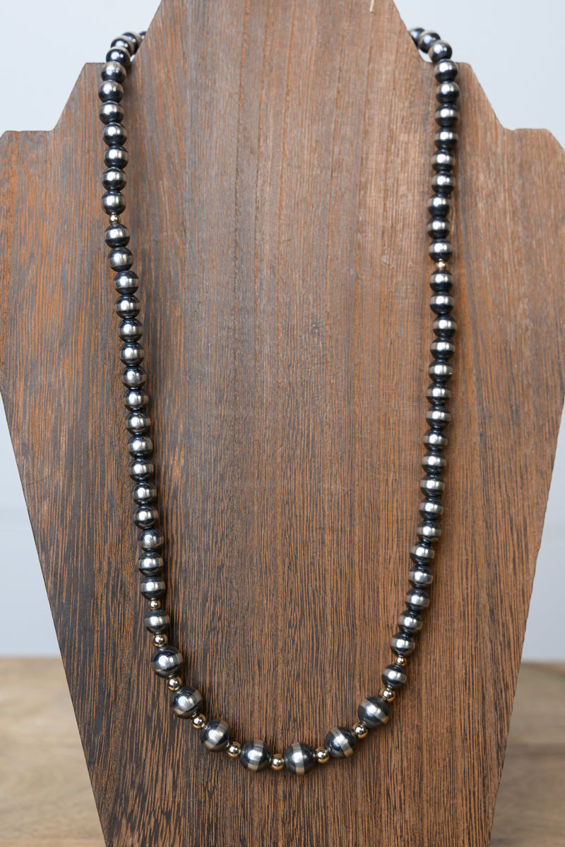 24" Sterling Silver & Gold Graduated Pearls