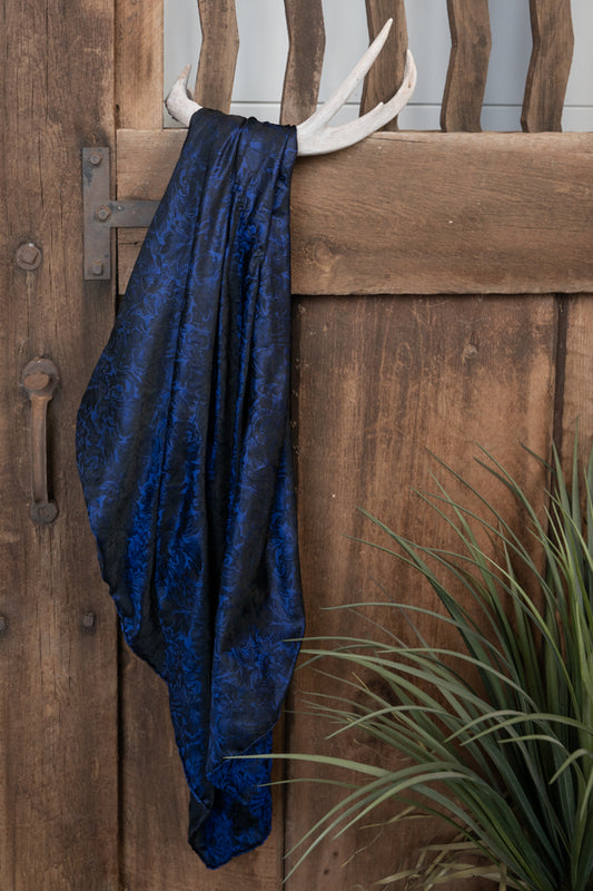 Baroque Indigo Silk Scarf