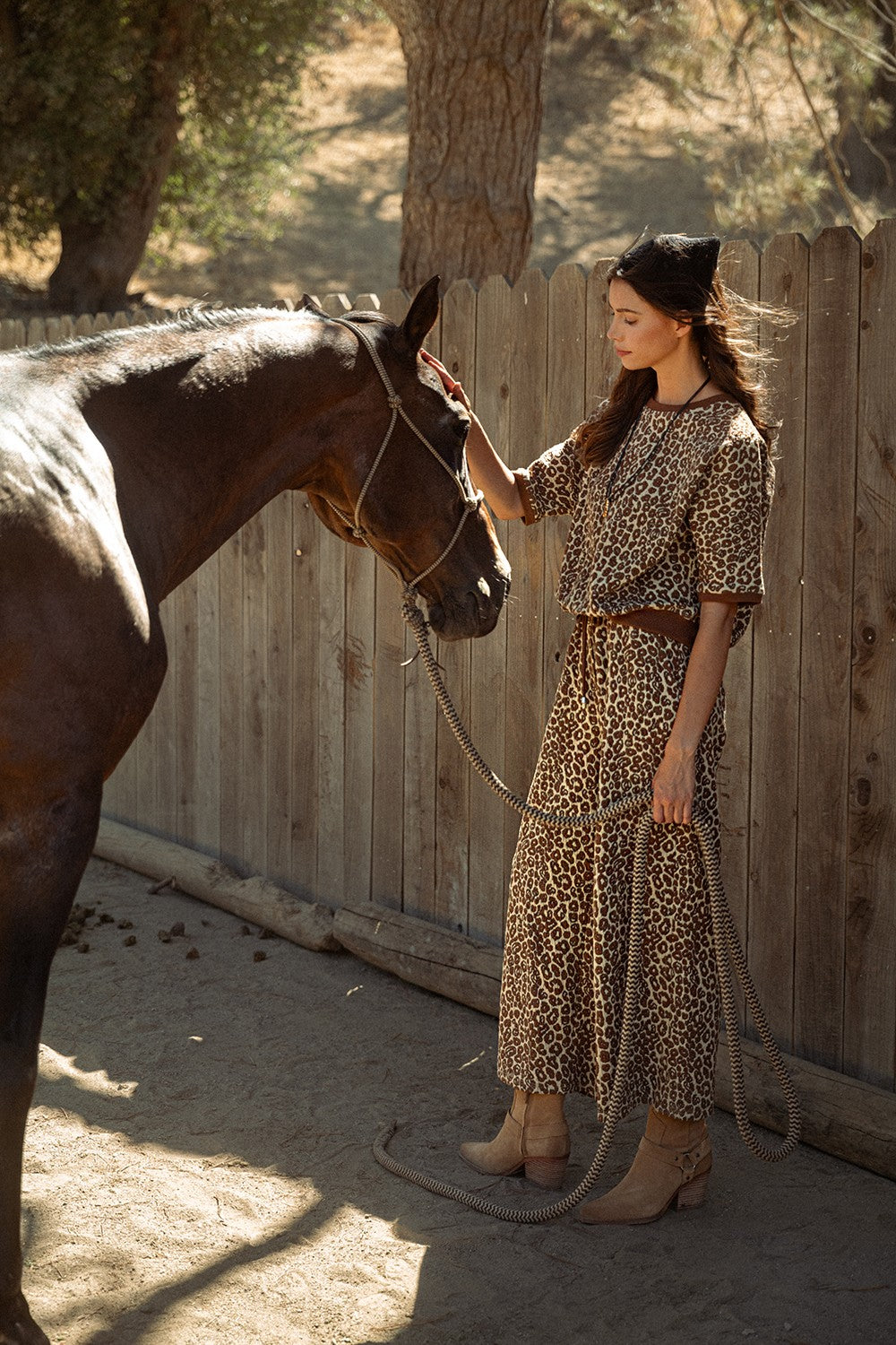 Leopard Jacquard Wide Pants Set