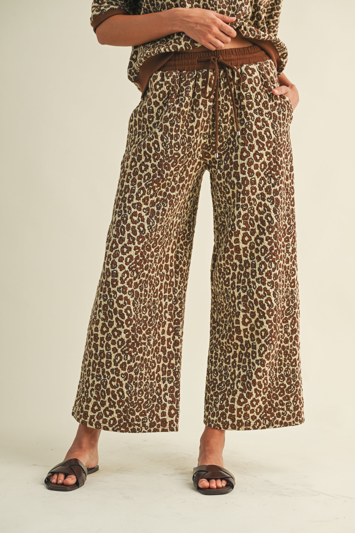 Leopard Jacquard Wide Pants Set