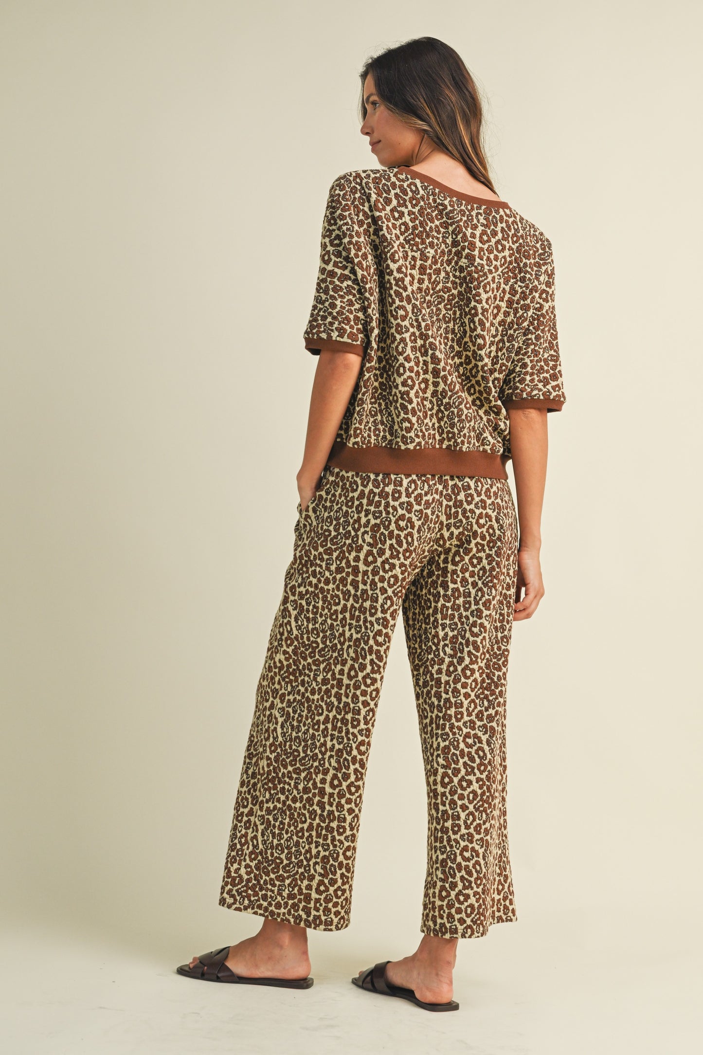 Leopard Jacquard Wide Pants Set