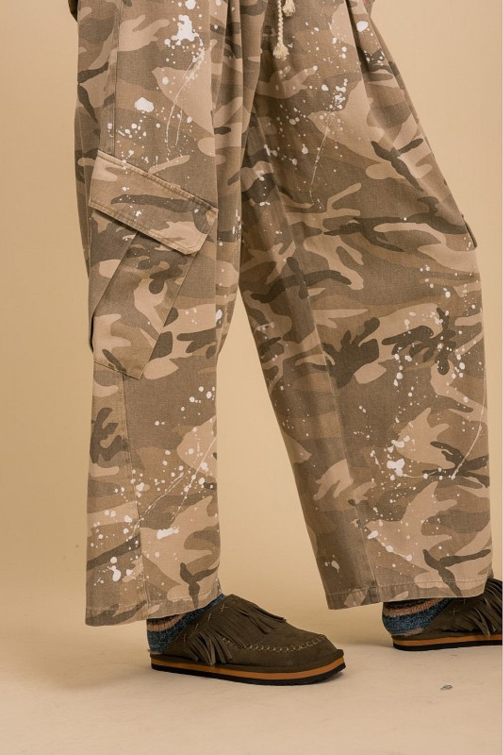 Elastic Waist with String Camo Cargo Pants