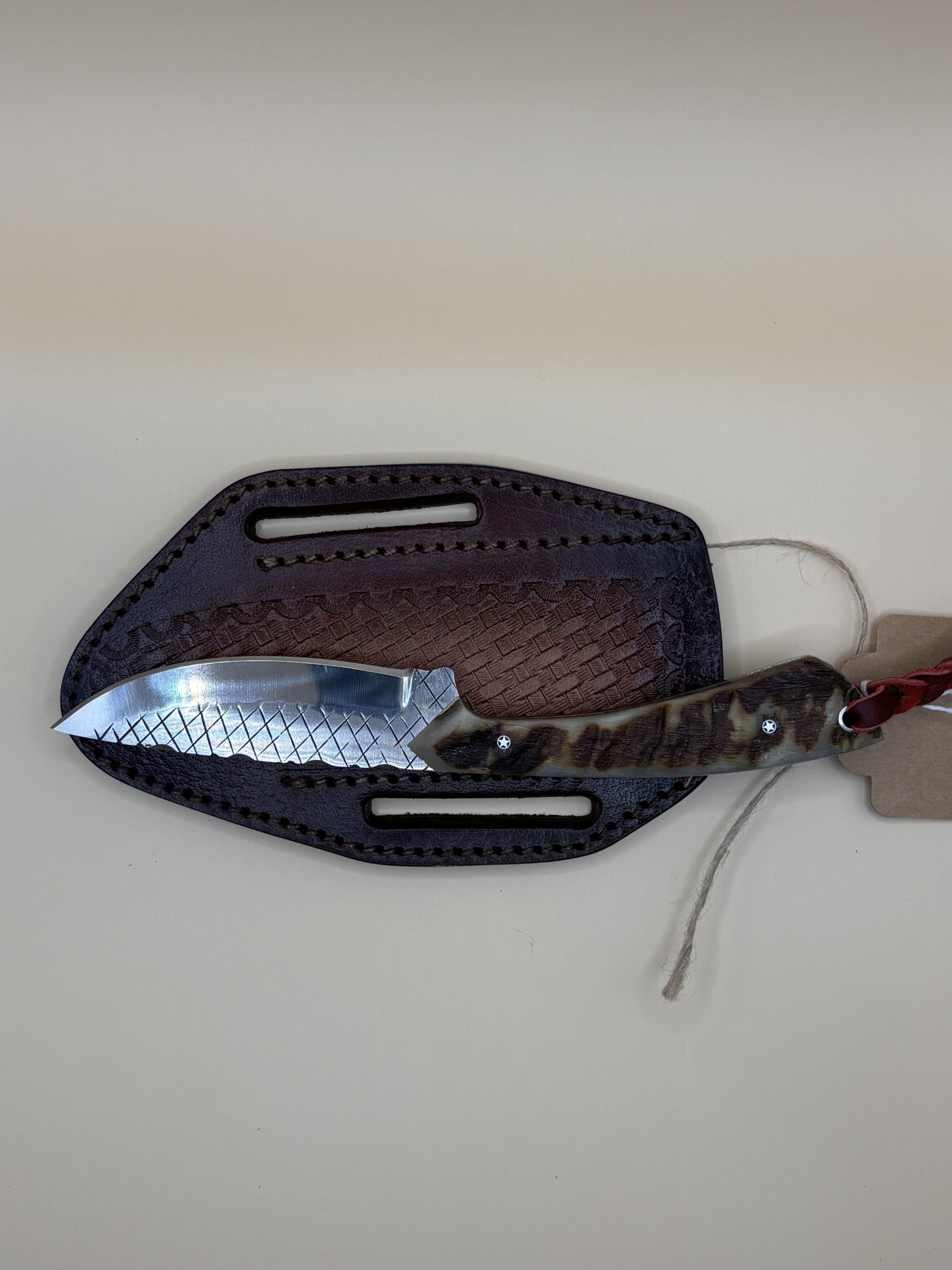 Exotic Texas Knives D2 Ram Horn Handle Knife – Premium Handmade Fixed Blade