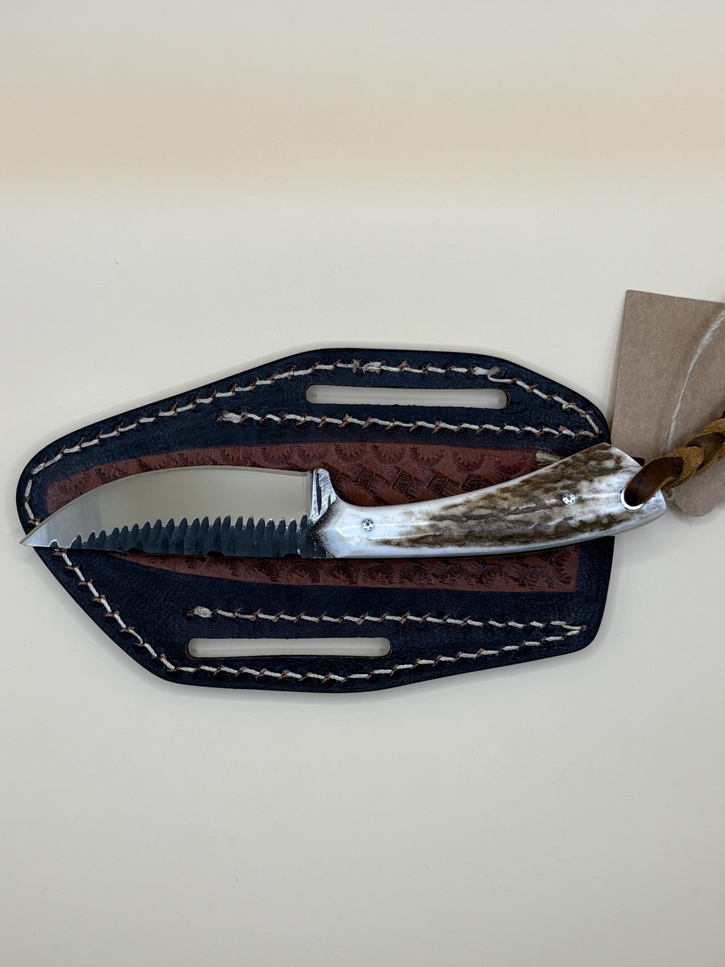 Exotic Texas Knives D2 Elk Antler Handle Fixed Blade Knife – Handmade Western Hunting Knife