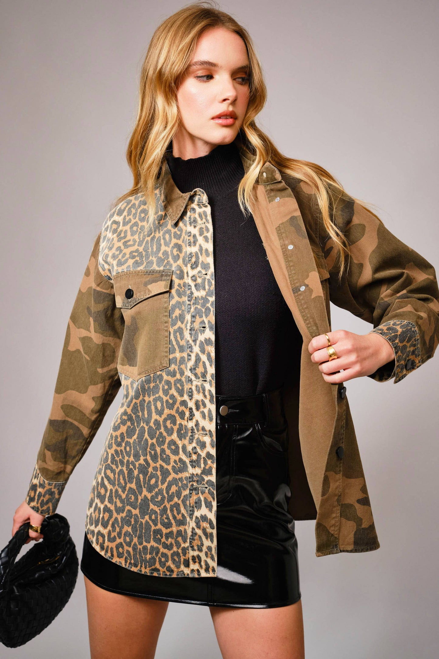 Mix Media Camo Leopard Jacket