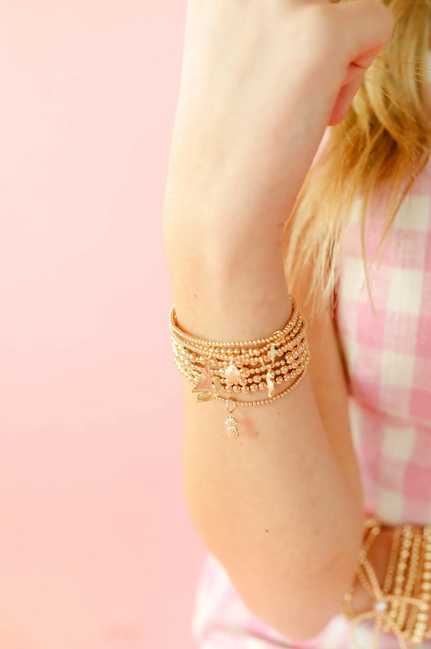 Mini Cross Charm Bracelet Gold