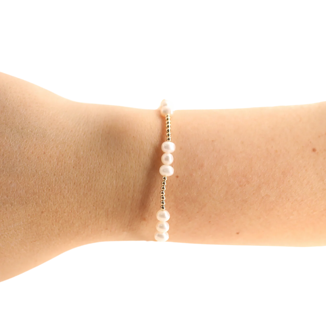 Beaded Blondes ILY Coastal Pearl Bracelet – Gold Stretch Bracelet for Women