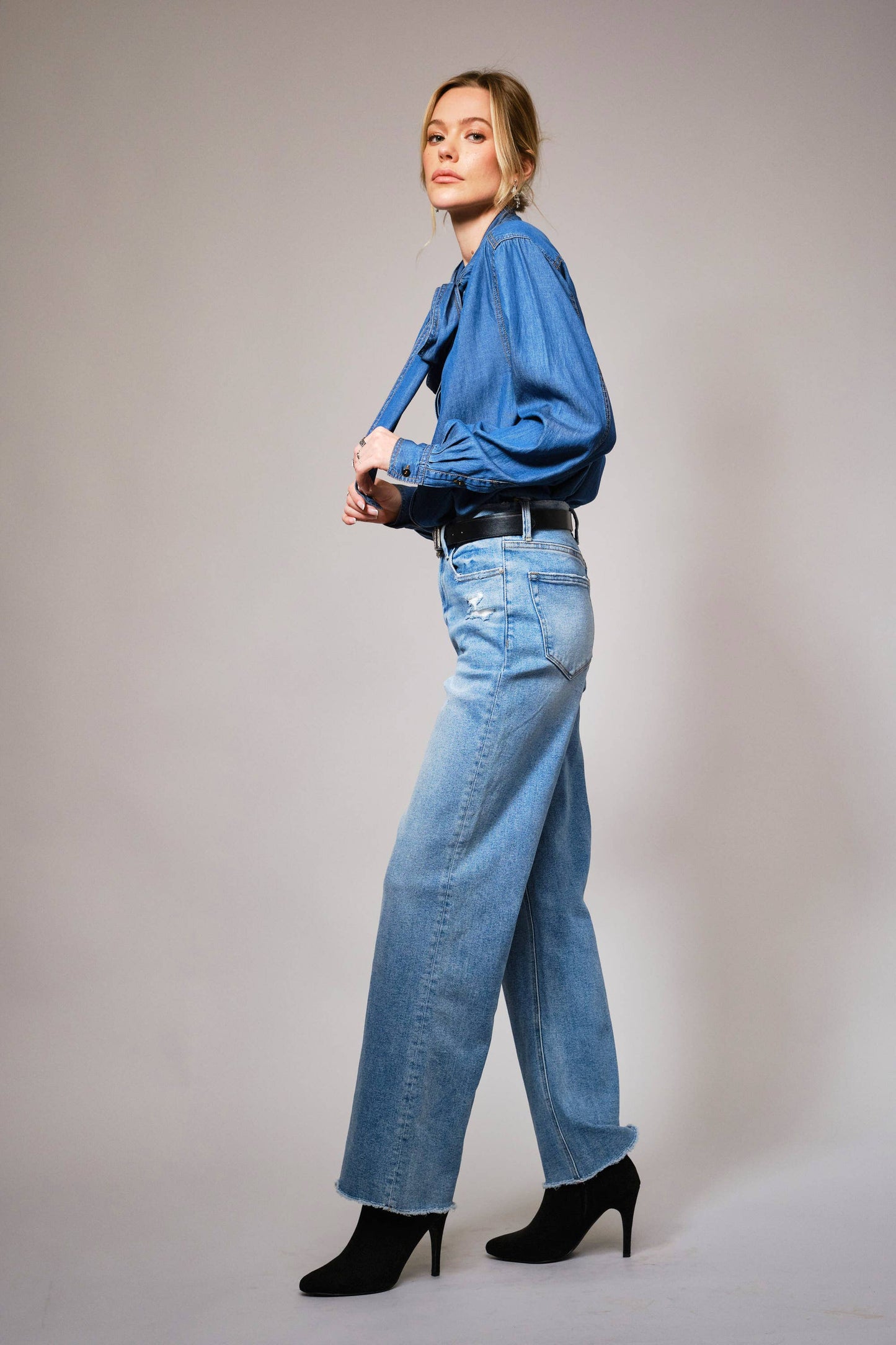 Chambray Bow Blouse