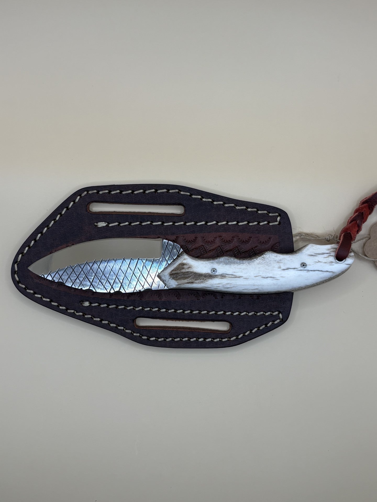 Exotic Texas Knives D2 Elk Antler Handle Skinner Knife – Handmade Fixed Blade