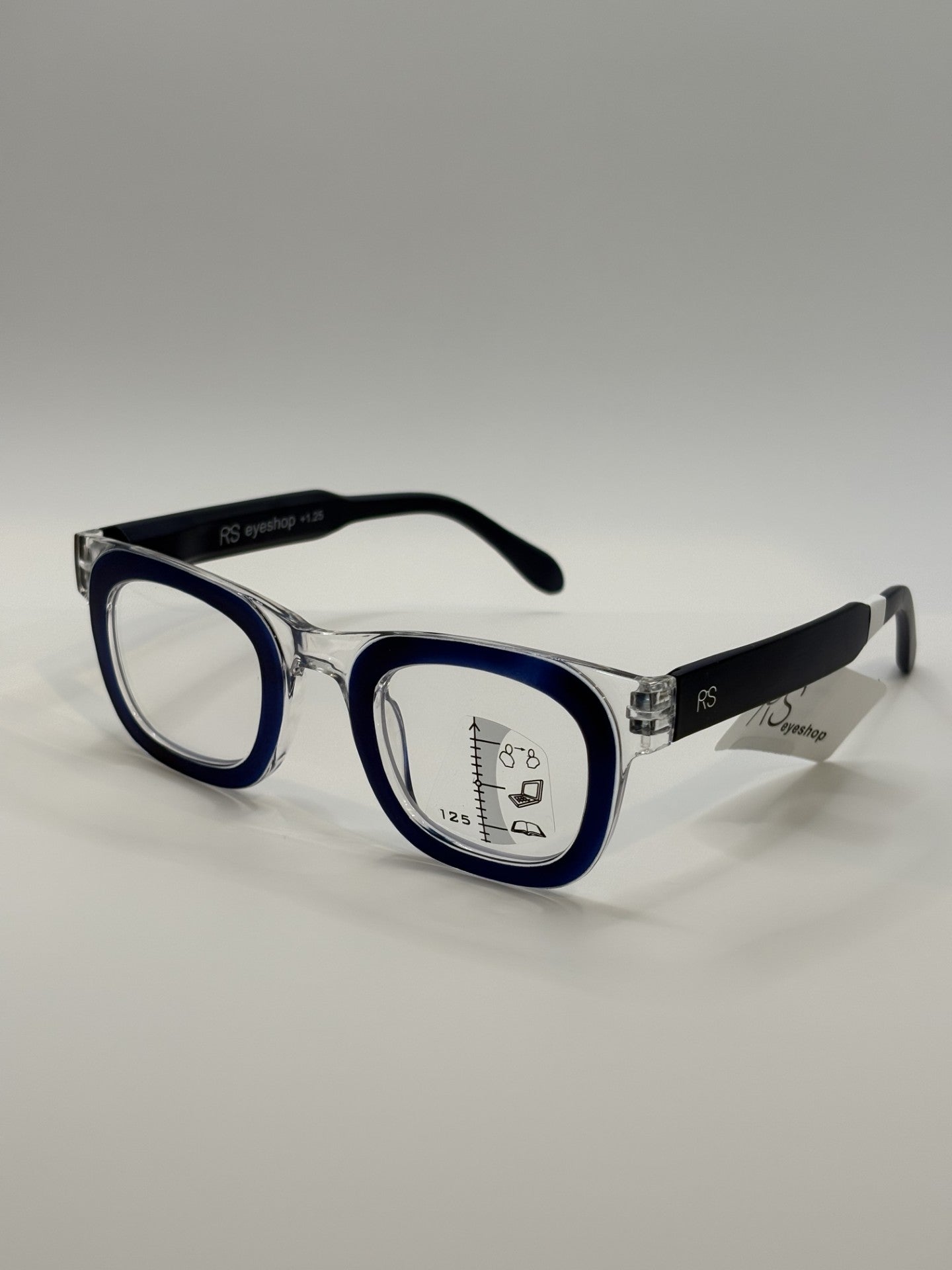 RS Eyeshop Navy Blue & Clear Progressive Readers – Stylish Reading Glasses for Women
