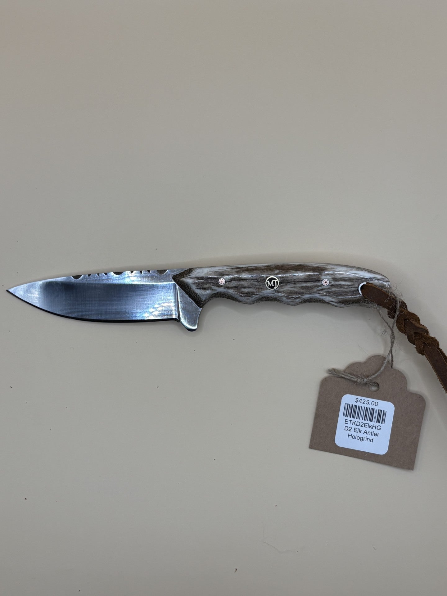 STS Ranch x Exotic Texas Knives D2 Hologrind Elk Antler Handmade Knife