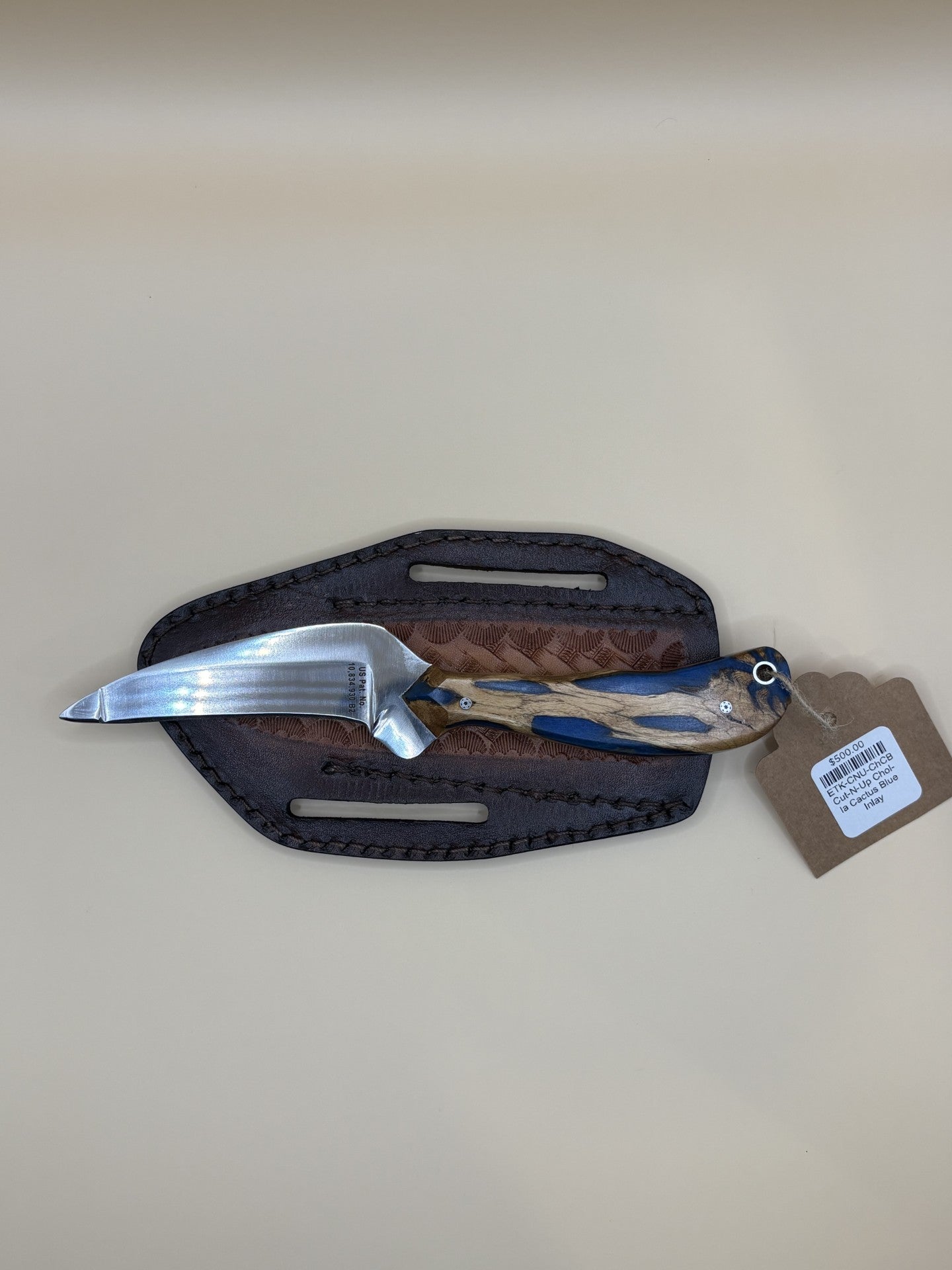 Exotic Texas Knives Cut-N-Up Cholla Cactus Blue Inlay Knife – Premium Men's Pocket Knife