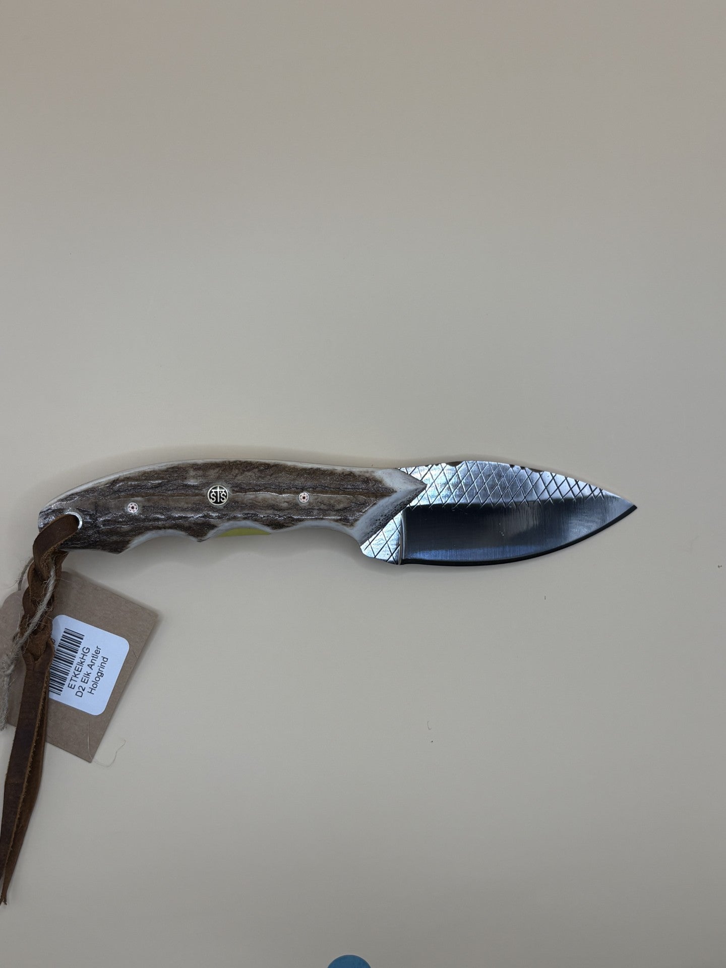 STS Ranch x Exotic Texas Knives D2 Elk Antler Hologrind Handmade Knife