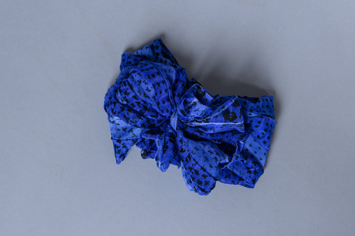 Baby Ruffled Headband, Blue Leopard
