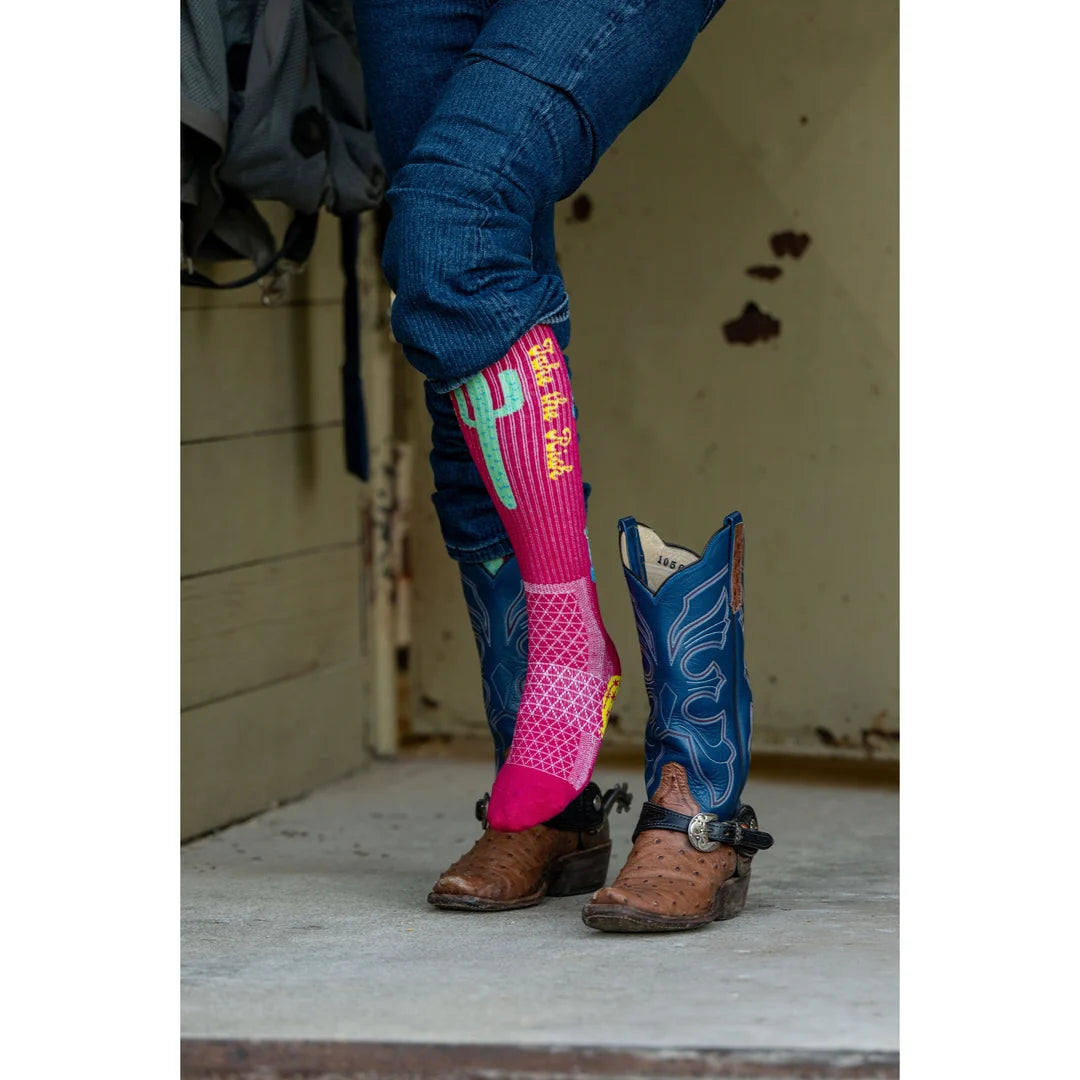 Lucky Chuck Take the Risk Hot Pink Performance Boot Socks