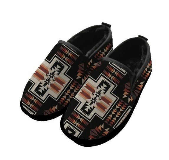 Nativo Black Heel Wrap Fleece Slippers