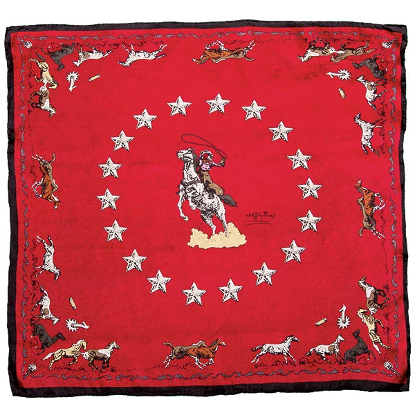 Wyoming Traders 34.5" Limited Edition Mustang Red Silk Scarf