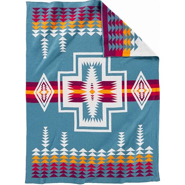Pendleton Knit Baby Blanket with Beanie- Harding Teal