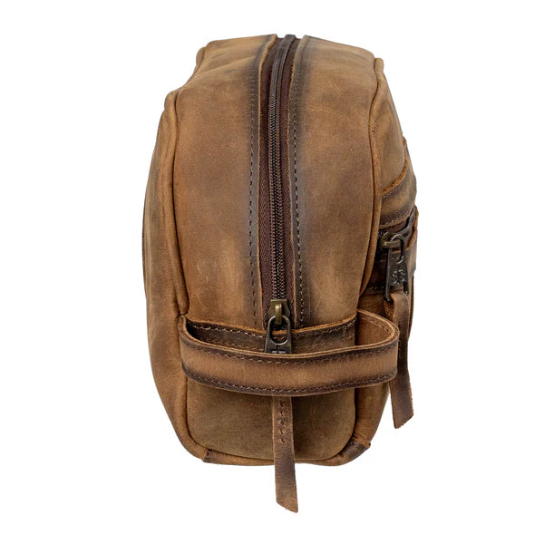 STS Ranchwear Foreman Leather Shave Kit – Genuine Leather Travel Toiletry Bag