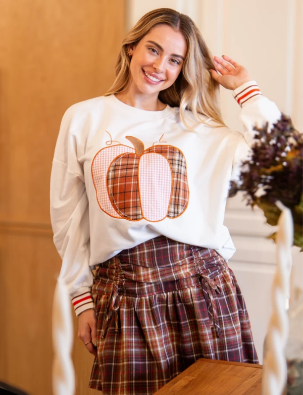 Grace & Emma Pumpkin White Long-Sleeve Top