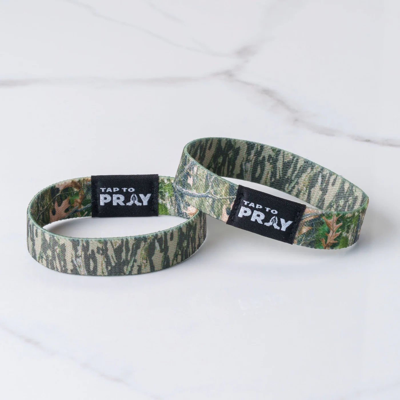 Tap To Pray Wristbands - Forest & Tree Bark Camo