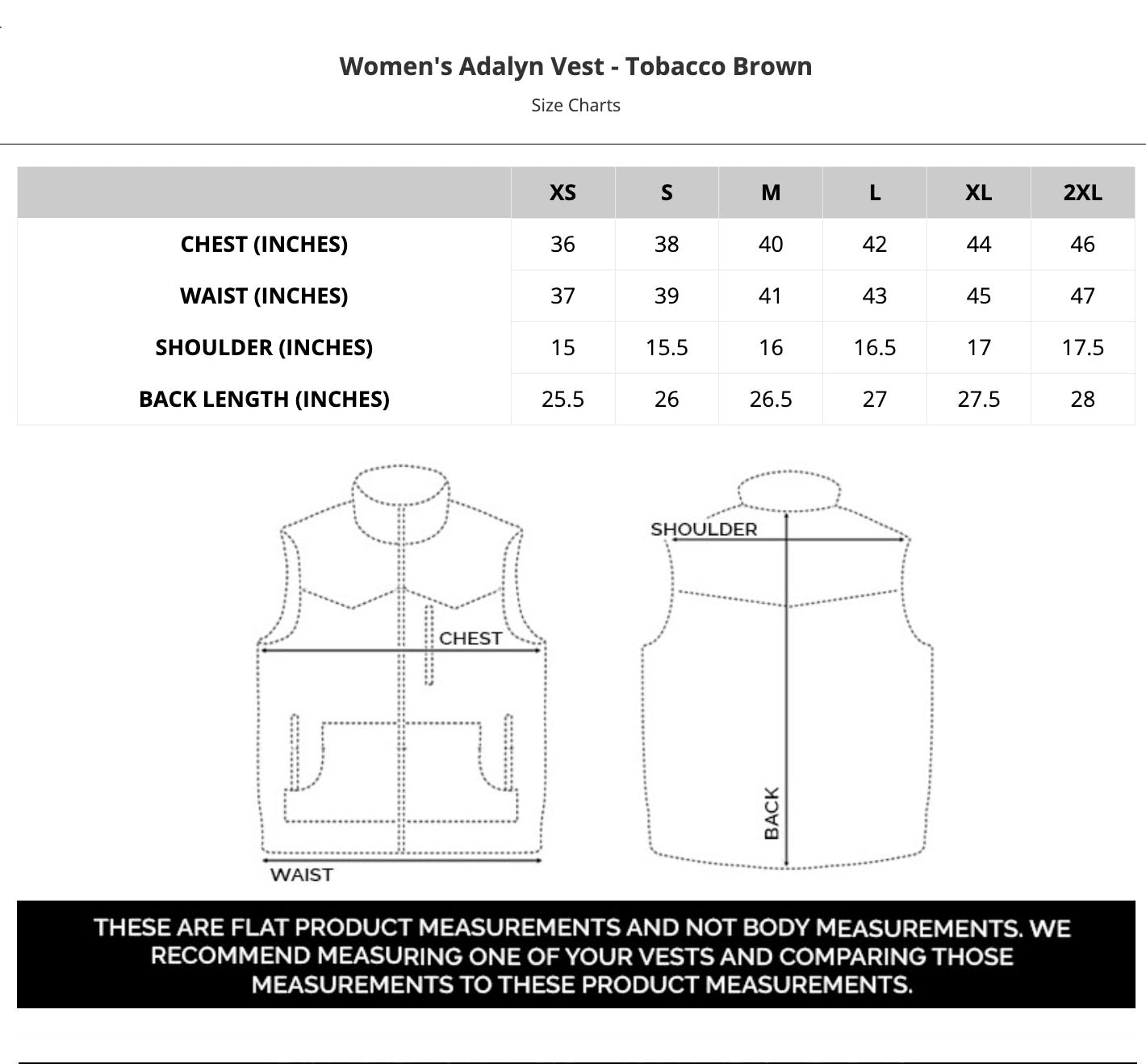 Ladies Adalyn Vest - Tobacco Brown