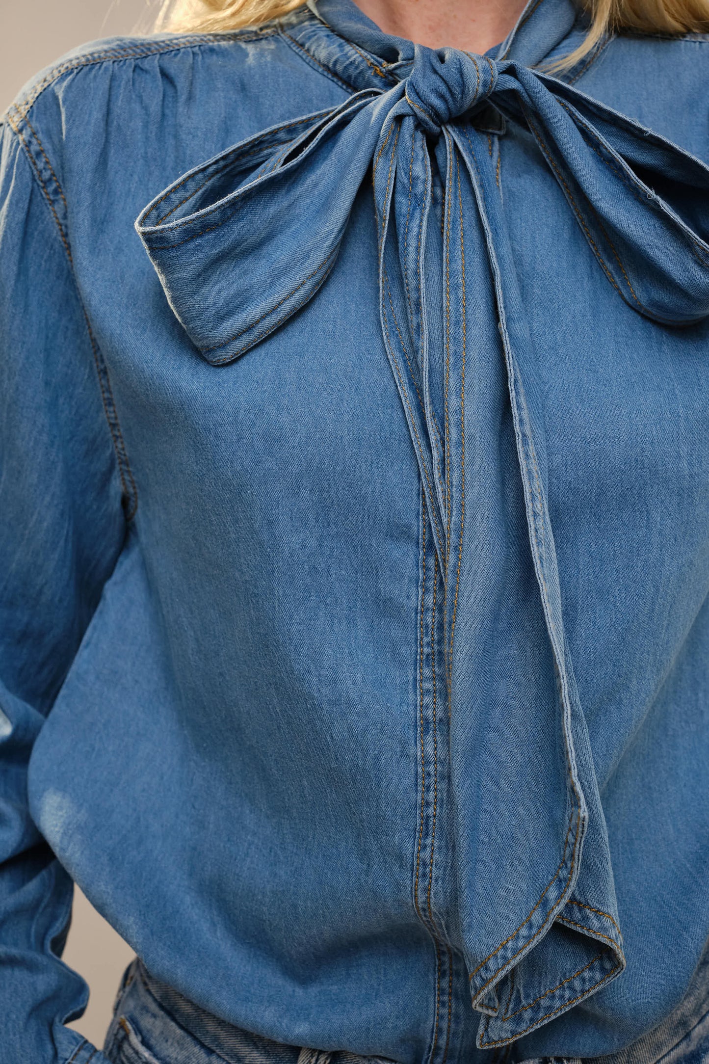 Chambray Bow Blouse