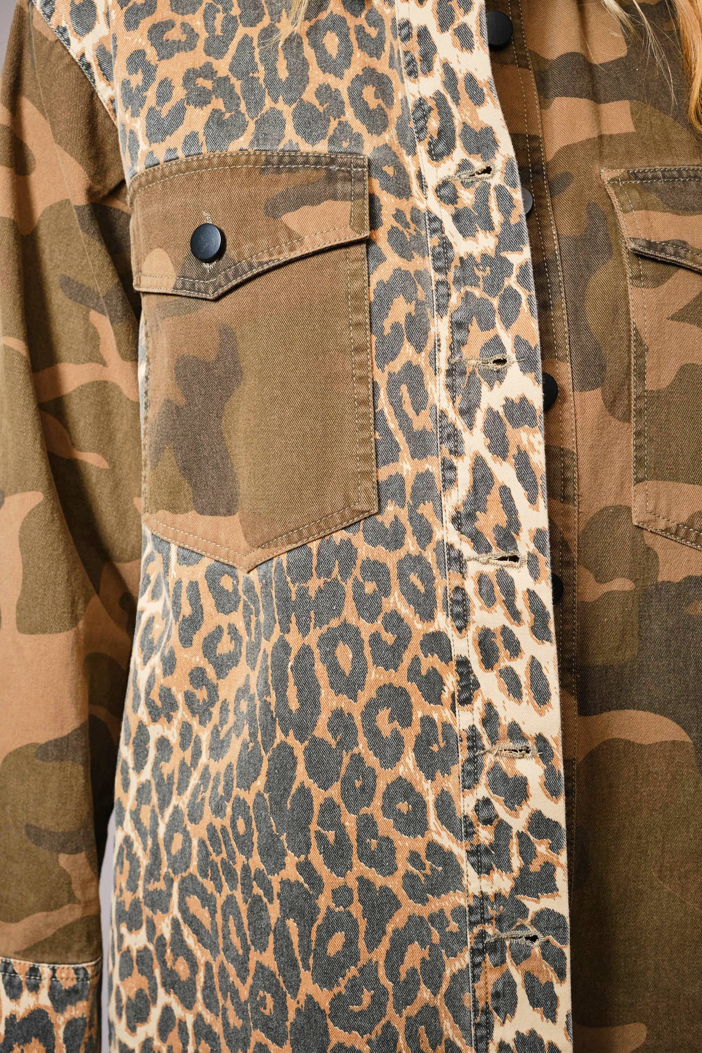 Mix Media Camo Leopard Jacket
